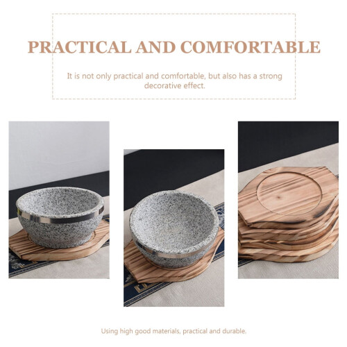 Yongwei Korean dolsot stone bowl with wood base 2