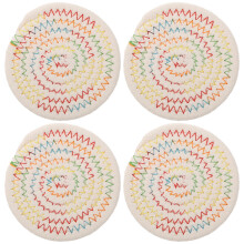 Guangmc 4-delige set ronde gevlochten placemats, hittebestendige matten, geweven katoen, decoratief