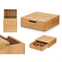 Organisateur de tiroir de rangement pour capsules de café en bambou, pour la cuisine ou le bureau, 30 cm