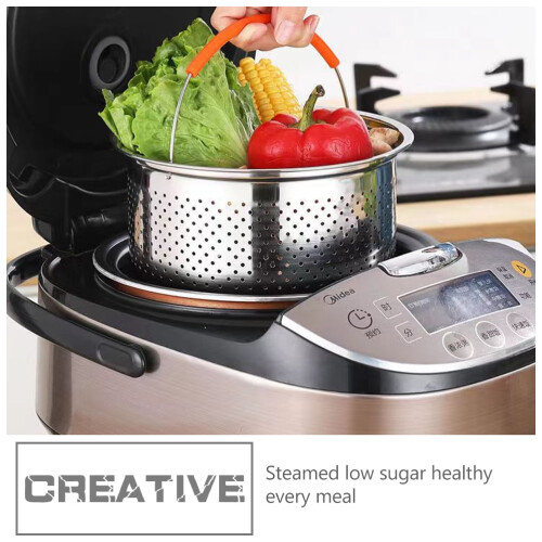Stainless Steel Rice Steamer with Silicone Basket 2