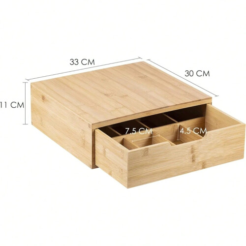 Bamboo Coffee Capsule Storage Drawer Organizer for Kitchen Office 30cm 2