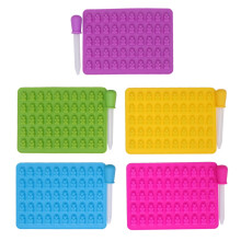 Schokoladen-Silikonformen, 5er-Set, Eiswürfelform, Tropfschlauch, Schokoladenflan-Bär mit Pipette