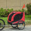 Reboque vermelho para bicicleta para cães com bandeira e refletores. 4