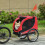 Reboque vermelho para bicicleta para cães com bandeira e refletores. 3
