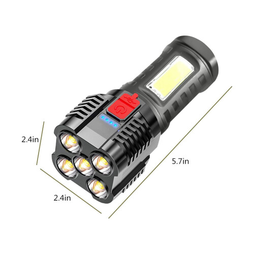 Φορητός φακός LED Donemore, 5 λειτουργίες, εξαιρετικά φωτεινή επαναφορτιζόμενη λάμπα 2