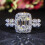 Anillo de boda de diamantes con forma cuadrada para mujer 3