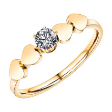 Women's Stainless Steel Ring with Zircon Gold Size 9