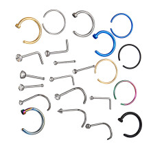 YUEHAO C-Shaped Nose Rings Stainless Steel 22G Set
