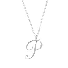 Silver Initial Pendant Necklace for Women, 26 Letters