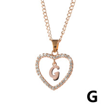 Letter Necklace Zircon Heart Pendant 1 Piece