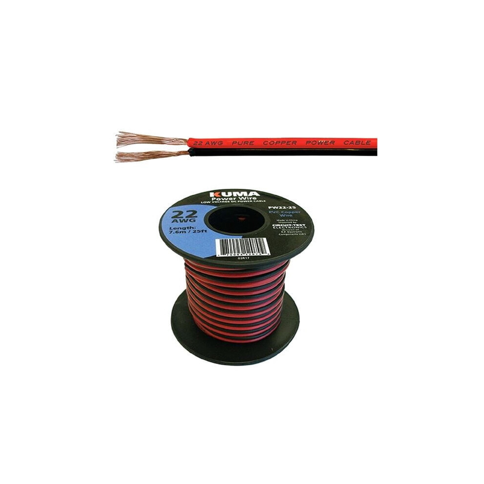 Dc Wire 22 Awg Pair 25 Ft Red/Black 9336866783834