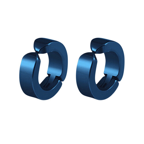 Titanium Steel Round Non-Piercing Ear Clips Blue