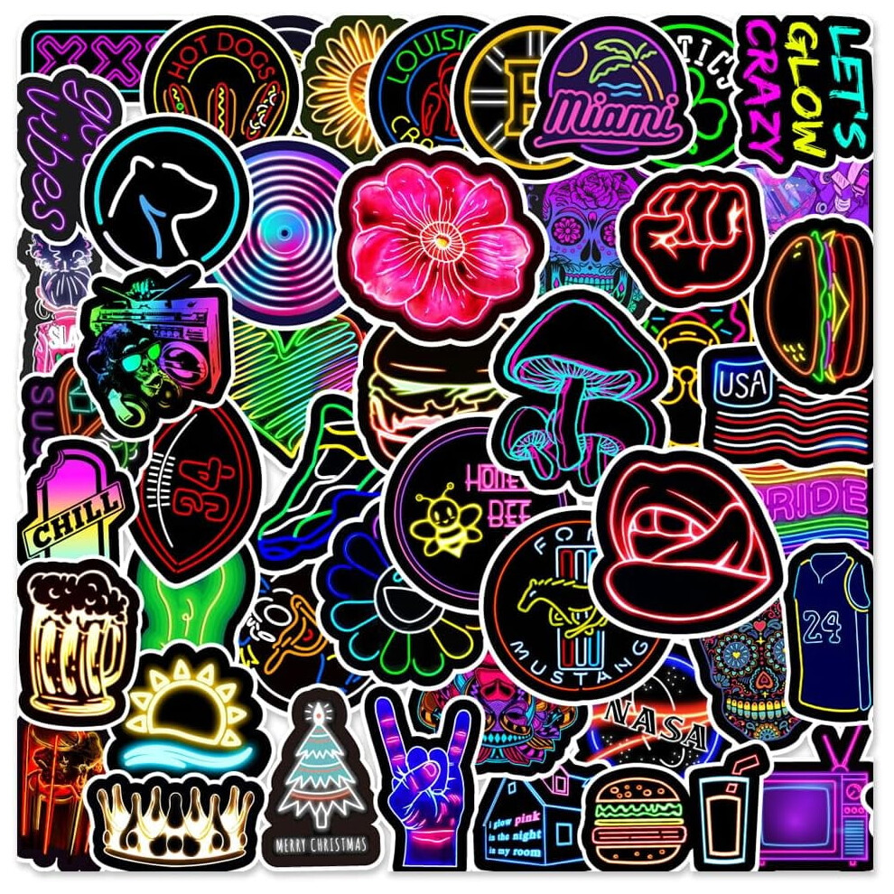 Neon Stickers Waterproof Vinyl 100 Pcs 9336866783605