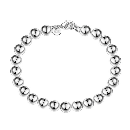 Silver Beaded Bracelet for Women 8 mm 1