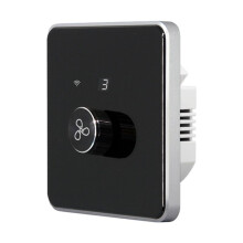 Wifi Fan  5 Speed Control EU Ceiling Fan Rotary/Knob Switches Tuya Remote for Alexa  Home(Black)