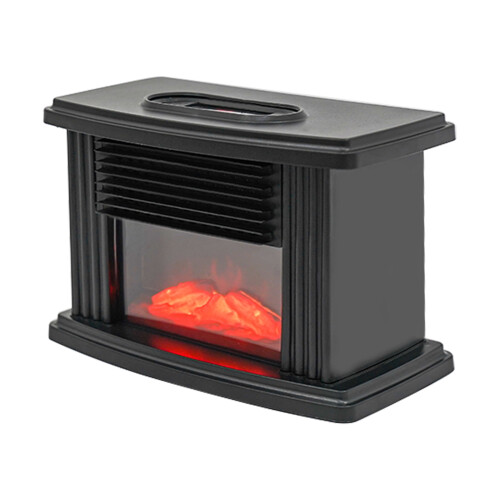 Electric Fireplace Heater 1000W Standing Black 3D Flame
