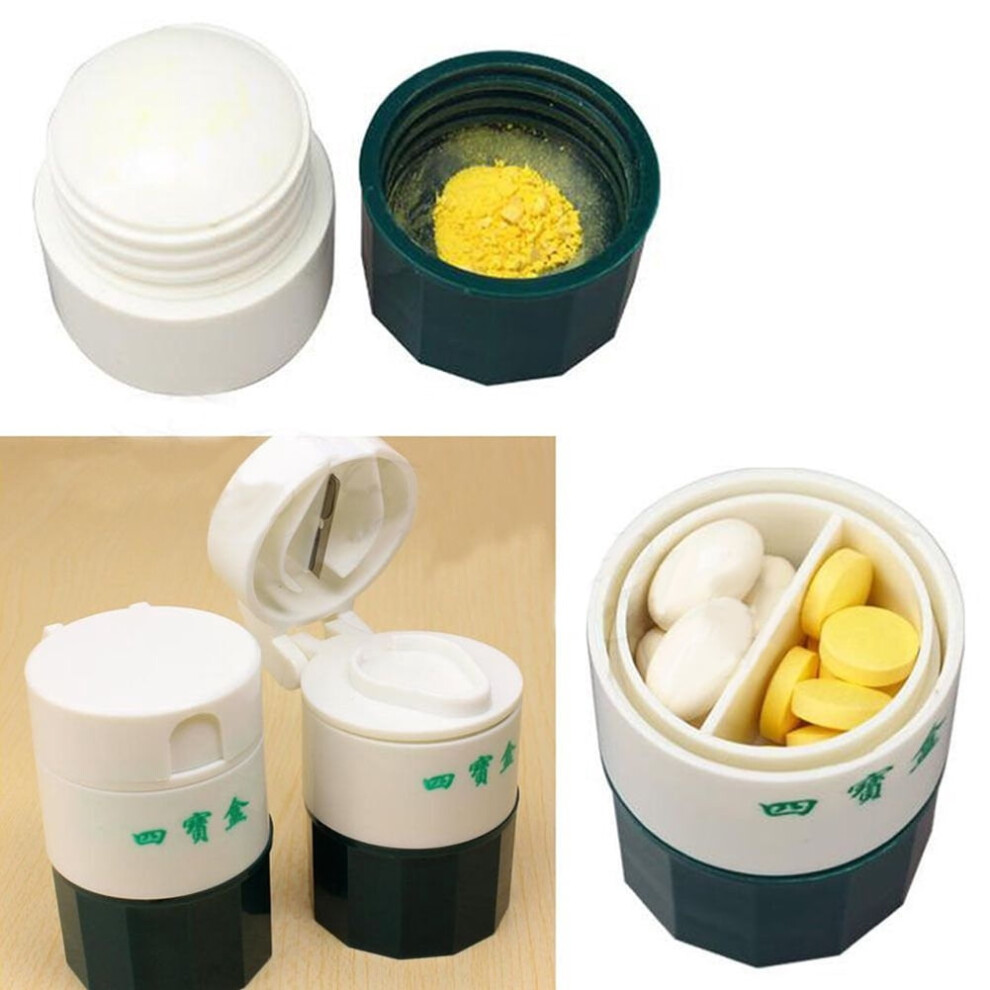 Pill Cutter and Grinder with Storage Box