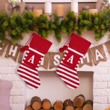 Knitted Christmas Stocking Red Striped 19.68in A
