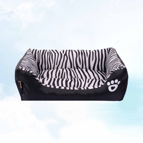 Zebra Pattern Pet Cushion Warm Dog and Cat Bed S
