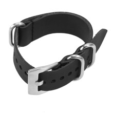 Leather watch strap 20mm black with silver clasp