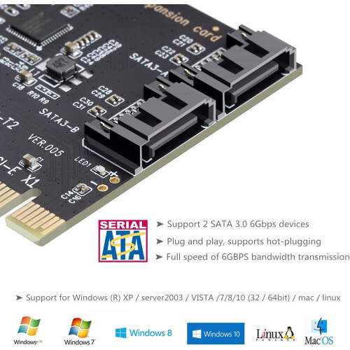 PCIe SATA III Controller Card 2-Port 6 Gb/s 2