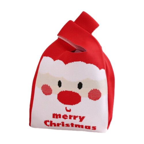 Christmas gift bags knitted red small reusable 1