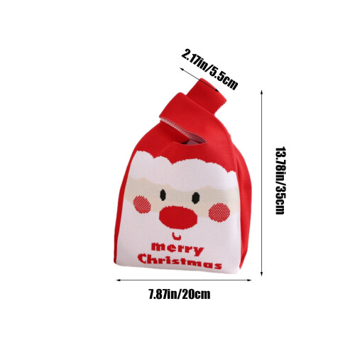 Christmas gift bags knitted red small reusable 2