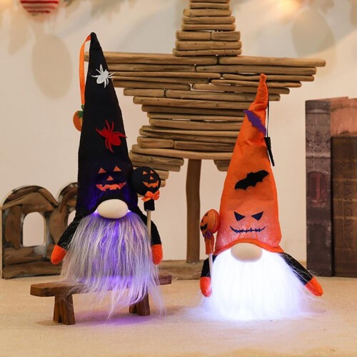 Lighted Halloween Gnome Plush Decor 2 PCS 1