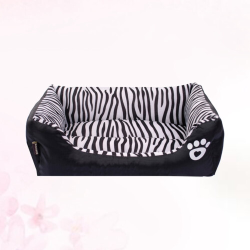 Zebra Pattern Pet Cushion Warm Dog and Cat Bed S 1