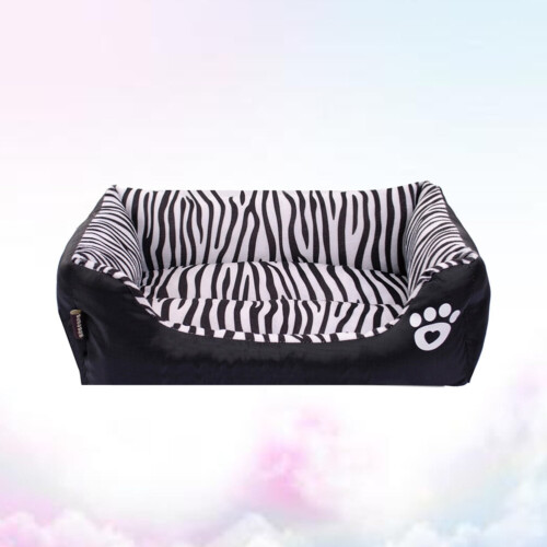 Zebra Pattern Pet Cushion Warm Dog and Cat Bed S 2