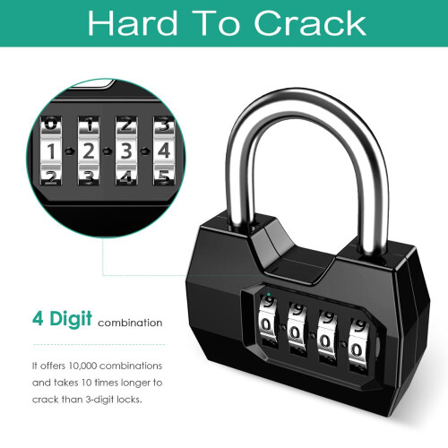 Combination Padlock 4-Digit Security Lock Weatherproof Protection Security Padlock Outdoor Gym Safely Code Lock 2