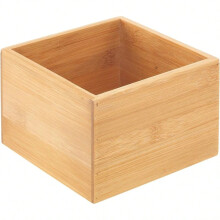 Plateau de rangement en bambou pour tiroir, bureau, couverts, thé, café, articles de papeterie 9 x 9 x 6,5 cm