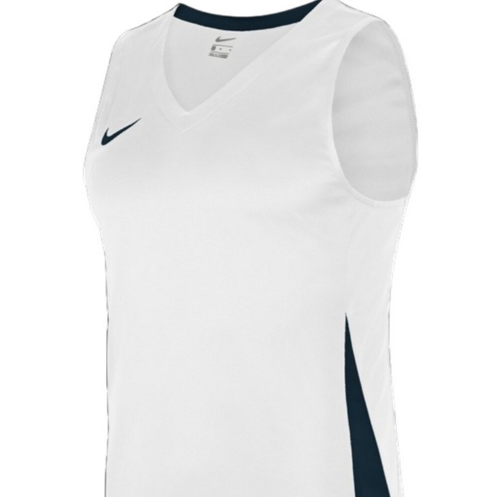 Nike (S, White/Royal Blue) Mens Team V Neck Basketball Jersey