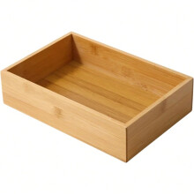 Plateau de rangement en bambou pour tiroir, bureau, couverts, thé, café, articles de papeterie 26,5 x 17,8 x 6,5 cm