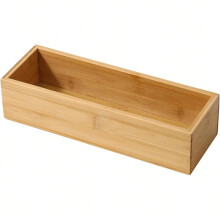 Plateau de rangement en bambou pour tiroir, bureau, couverts, thé, café, articles de papeterie 26,5 x 9 x 6,5 cm