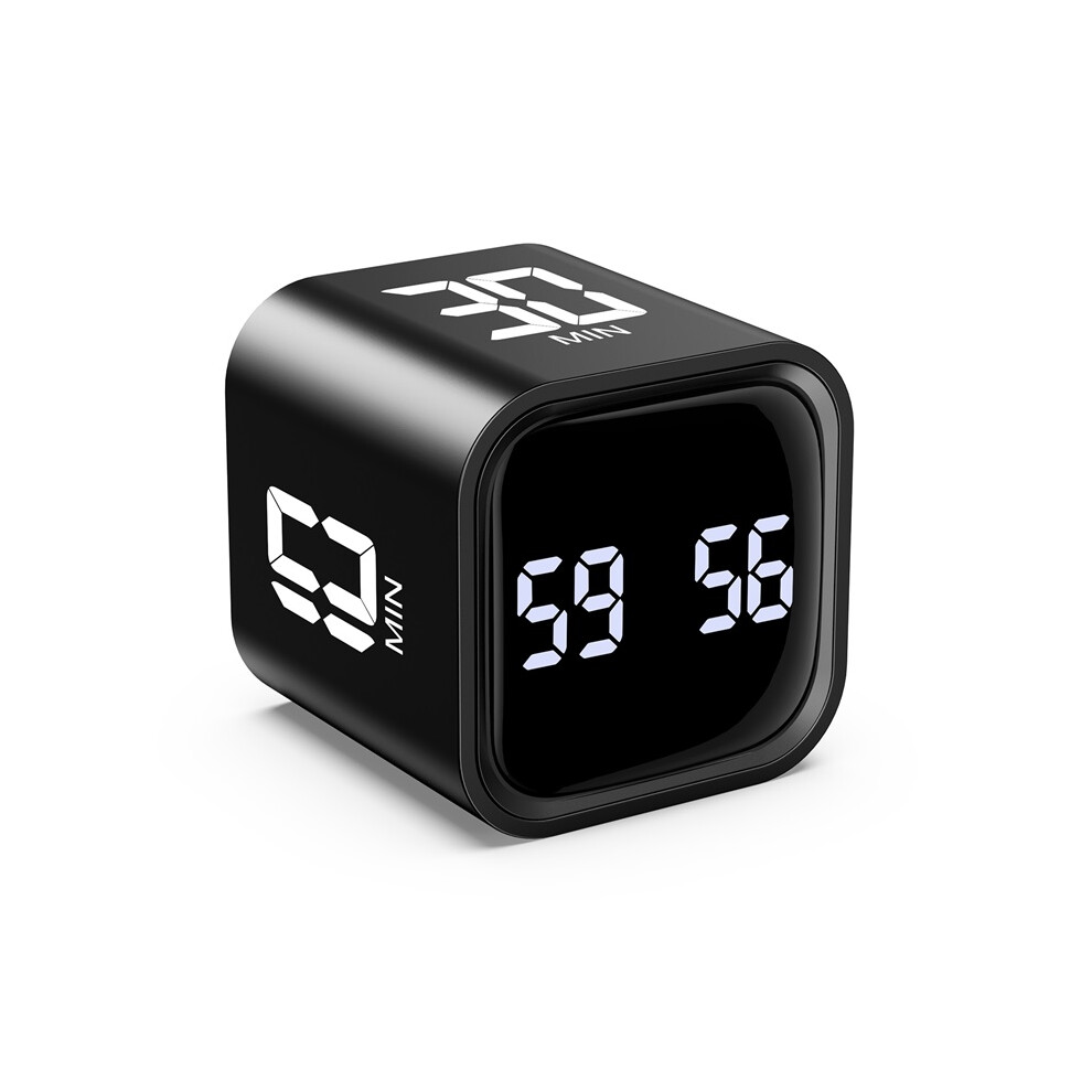 (black) Cube Timer Productivity Timer Custom Countdown Gravity Sensor Flipping Timer for Tasks,Work,Study,Kitchen