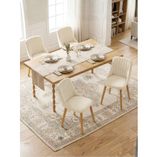 (Cream, Set of 6) GOEURVANT Dining Chairs - Chenille
