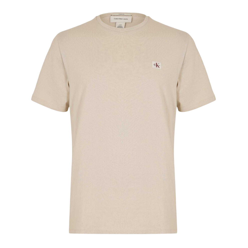 Calvin Klein (Xl, Oatmeal) Mens Box Logo Cotton Crew Neck Regular T-Shirt