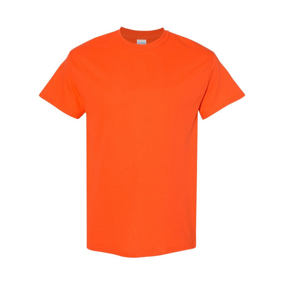 Gildan (M, Orange) Mens Heavy Cotton T-Shirt
