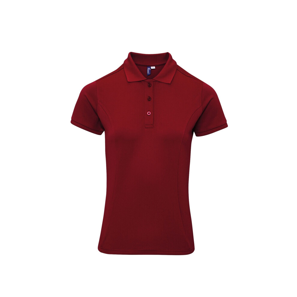 Premier (2Xl, Burgundy) Womens/Ladies Coolchecker Plus Piqu Polo With Coolplus