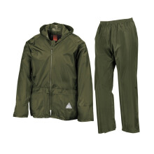 (L, Olive) Result Unisex Adult Waterproof Jacket And Trousers Set