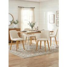 (Cream, Set of 2) GOEURVANT Dining Chairs - Chenille