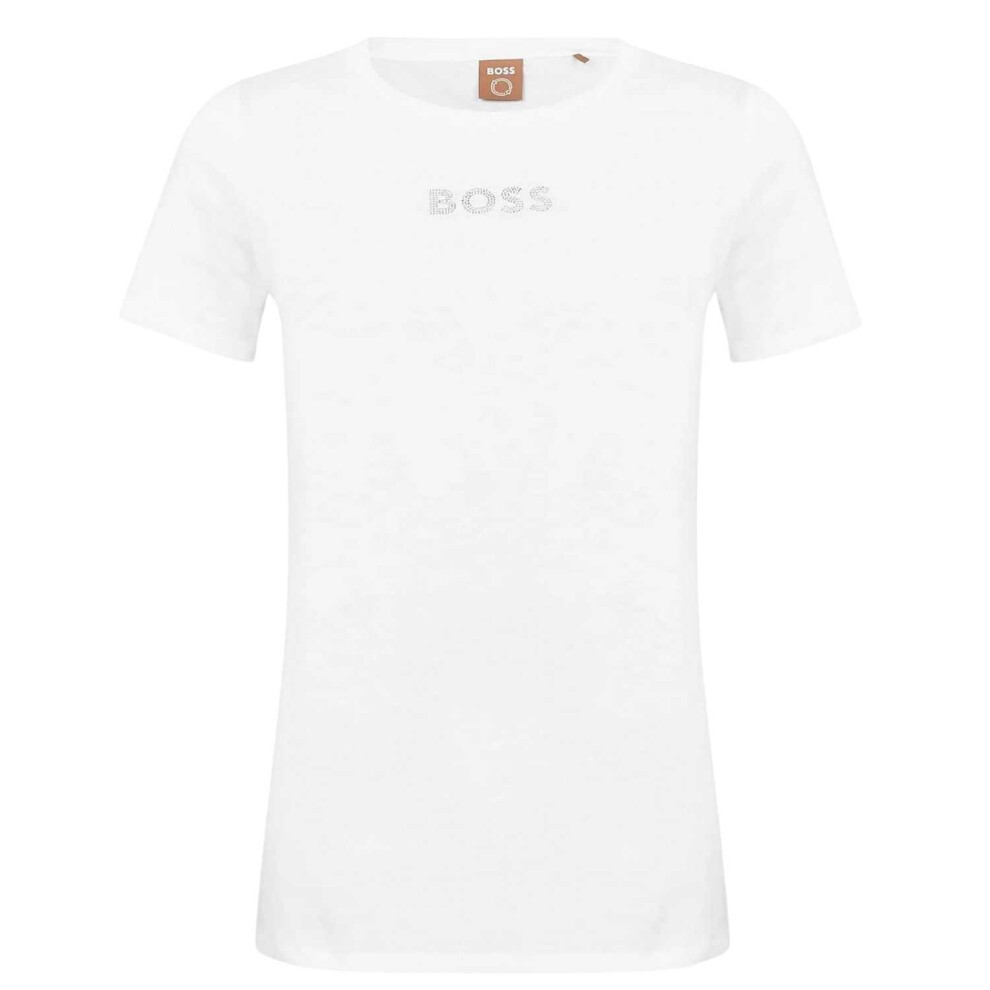 Hugo Boss (6 Uk, White) Womens/Ladies Diamante Logo T-Shirt