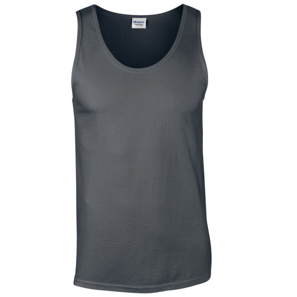 Gildan (L, Charcoal) Mens Softstyle Plain Tank Top