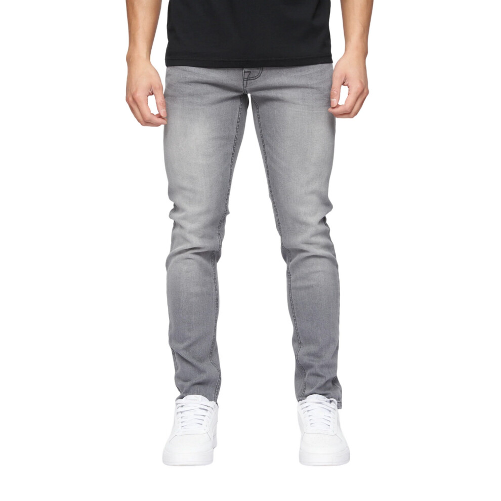 Crosshatch (34R, Grey Wash) Mens Buraca Slim Jeans