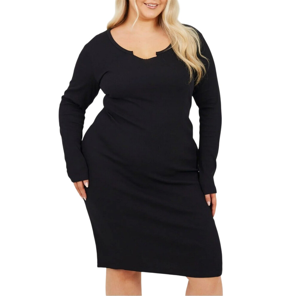 Brave Soul (20 Uk, Black) Womens/Ladies Notch Neck Midi Dress