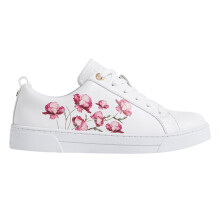 (8 UK, White) Ted Baker Womens/Ladies Floral Leather Trainers