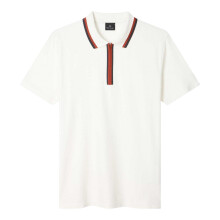 (L, White) Paul Smith Mens Zipped Tailored Short-Sleeved Polo Shirt