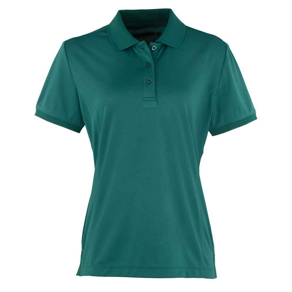 Premier (12 Uk, Bottle Green) Womens/Ladies Coolchecker Pique Polo Shirt