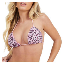 (10 UK, Pink/Black) Brave Soul Womens/Ladies Leopard Print Bikini Top